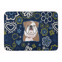 "Caroline's Treasures Blue Flowers English Bulldog Floor Mat, 19"" x 27"", Multicolor"