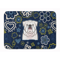 "Caroline's Treasures Blue Flowers White English Bulldog Floor Mat, 19"" x 27"", Multicolor"