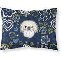 Blue Flowers Pekingese Fabric Standard Pillowcase