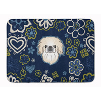 "Caroline's Treasures Blue Flowers Pekingese Floor Mat, 19"" x 27"", Multicolor"