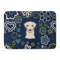 "Caroline's Treasures Blue Flowers Yellow Labrador Floor Mat, 19"" x 27"", Multicolor"
