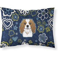 Blue Flowers Cavalier Spaniel Fabric Standard Pillowcase