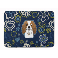 "Caroline's Treasures Blue Flowers Cavalier Spaniel Floor Mat, 19"" x 27"", Multicolor"