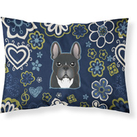 Blue Flowers French Bulldog Fabric Standard Pillowcase