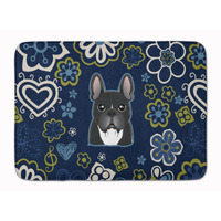 "Caroline's Treasures Blue Flowers French Bulldog Floor Mat, 19"" x 27"", Multicolor"