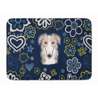 "Caroline's Treasures Blue Flowers Borzoi Floor Mat, 19"" x 27"", Multicolor"