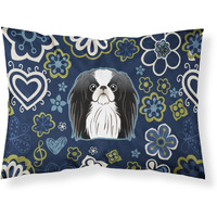Blue Flowers Japanese Chin Fabric Standard Pillowcase