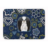 "Caroline's Treasures Blue Flowers Japanese Chin Floor Mat, 19"" x 27"", Multicolor"
