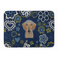 "Caroline's Treasures Blue Flowers Wirehaired Dachshund Floor Mat, 19"" x 27"", Multicolor"