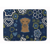 "Caroline's Treasures Blue Flowers Chocolate Labrador Floor Mat, 19"" x 27"", Multicolor"