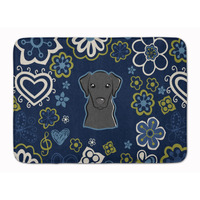 "Caroline's Treasures Blue Flowers Black Labrador Floor Mat, 19"" x 27"", Multicolor"