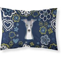 Blue Flowers Italian Greyhound Fabric Standard Pillowcase