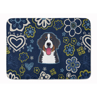 "Caroline's Treasures Blue Flowers Bernese Mountain Dog Floor Mat, 19"" x 27"", Multicolor"