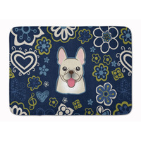"Caroline's Treasures Blue Flowers French Bulldog Floor Mat, 19"" x 27"", Multicolor"