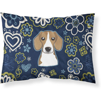 Blue Flowers Beagle Fabric Standard Pillowcase