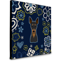 "Caroline's Treasures Blue Flowers Min Pin Artwork Panel wall-decor, Multicolor"