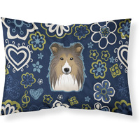 Blue Flowers Sheltie Fabric Standard Pillowcase