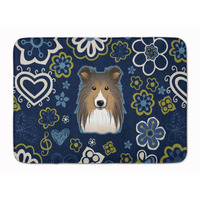 "Caroline's Treasures Blue Flowers Sheltie Floor Mat, 19"" x 27"", Multicolor"