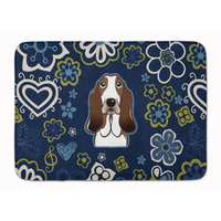 "Caroline's Treasures Blue Flowers Basset Hound Floor Mat, 19"" x 27"", Multicolor"