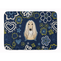 "Caroline's Treasures Blue Flowers Afghan Hound Floor Mat, 19"" x 27"", Multicolor"