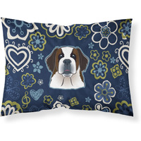Blue Flowers Saint Bernard Fabric Standard Pillowcase
