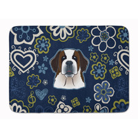 "Caroline's Treasures Blue Flowers Saint Bernard Floor Mat, 19"" x 27"", Multicolor"