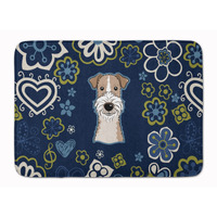 "Caroline's Treasures Blue Flowers Wire Haired Fox Terrier Floor Mat, 19"" x 27"", Multicolor"