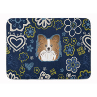 "Caroline's Treasures Blue Flowers Papillon Floor Mat, 19"" x 27"", Multicolor"