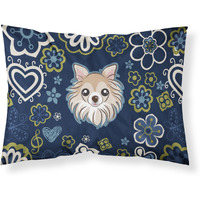 Blue Flowers Chihuahua Fabric Standard Pillowcase