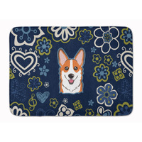 "Caroline's Treasures Blue Flowers Red Corgi Floor Mat, 19"" x 27"", Multicolor"