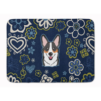 "Caroline's Treasures Blue Flowers Tricolor Corgi Floor Mat, 19"" x 27"", Multicolor"