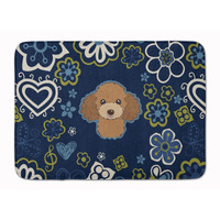 "Caroline's Treasures Blue Flowers Chocolate Brown Poodle Floor Mat, 19"" x 27"", Multicolor"