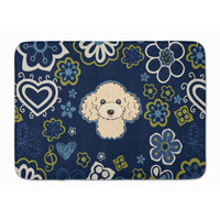 "Caroline's Treasures Blue Flowers Buff Poodle Floor Mat, 19"" x 27"", Multicolor"
