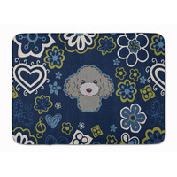 "Caroline's Treasures Blue Flowers Silver Gray Poodle Floor Mat, 19"" x 27"", Multicolor"