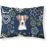 Blue Flowers Jack Russell Terrier Fabric Standard Pillowcase