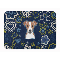 "Caroline's Treasures Blue Flowers Jack Russell Terrier Floor Mat, 19"" x 27"", Multicolor"