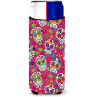 "Caroline's Treasures Day of The Dead Pink Michelob Ultra Hugger For Slim Cans, Slim Can, Multicolor"