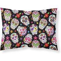 "Caroline's Treasures Day of the Dead Black Printed, Polyester, 250 Thread count, Envelope closure Pillowcase, Standard, Multicolor"