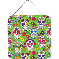 "Caroline's Treasures Day of the Dead Green Metal Print, 6"" H x 6"" W, Multicolor"