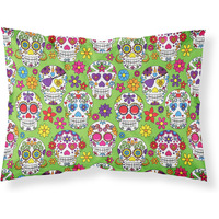 "Caroline's Treasures ""Day of the Dead Green"" Printed, Polyester Envelope Closure pillowcase, Standard, Multicolor"
