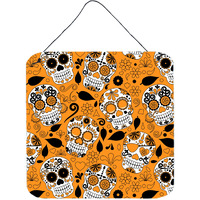"Caroline's Treasures Day of the Dead Orange Metal Print, 6"" H x 6"" W, Multicolor"