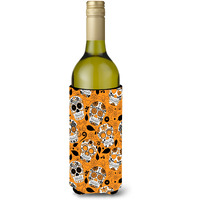 "Caroline's Treasures Day of the Dead Orange Wine Bottle Beverage Insulator Hugger, 750 ml, Multicolor"