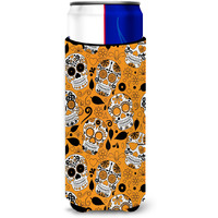 "Caroline's Treasures Day of The Dead Orange Michelob Ultra Hugger For Slim Cans, Slim Can, Multicolor"