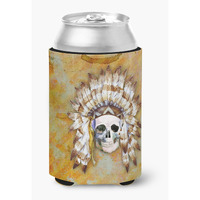 "Caroline's Treasures Day of The Dead Indian Skull Can or Bottle Hugger, Can Hugger, Multicolor"