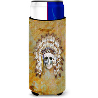 "Caroline's Treasures Day of The Dead Indian Skull Michelob Ultra Hugger For Slim Cans, Slim Can, Multicolor"