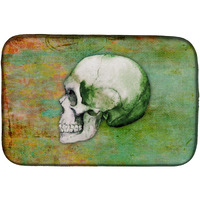 "Caroline's Treasures Day Of The Dead Green Skull Dish Drying Mat, 14"" x 21"""
