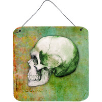 "Caroline's Treasures Day of the Dead Green Skull Metal Print, 6"" H x 6"" W, Multicolor"