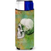 "Caroline's Treasures Day of The Dead green Skull Michelob Ultra Hugger For Slim Cans, Slim Can, Multicolor"