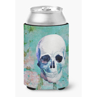 "Caroline's Treasures Day of The Dead Teal Skull Can or Bottle Hugger, Can Hugger, Multicolor"