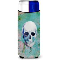 "Caroline's Treasures Day of The Dead Teal Skull Michelob Ultra Hugger For Slim Cans, Slim Can, Multicolor"